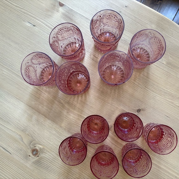 Anthropologie Large Pink Bohemian Glass Tumblers (Set of 6) - Picture 3 of 11